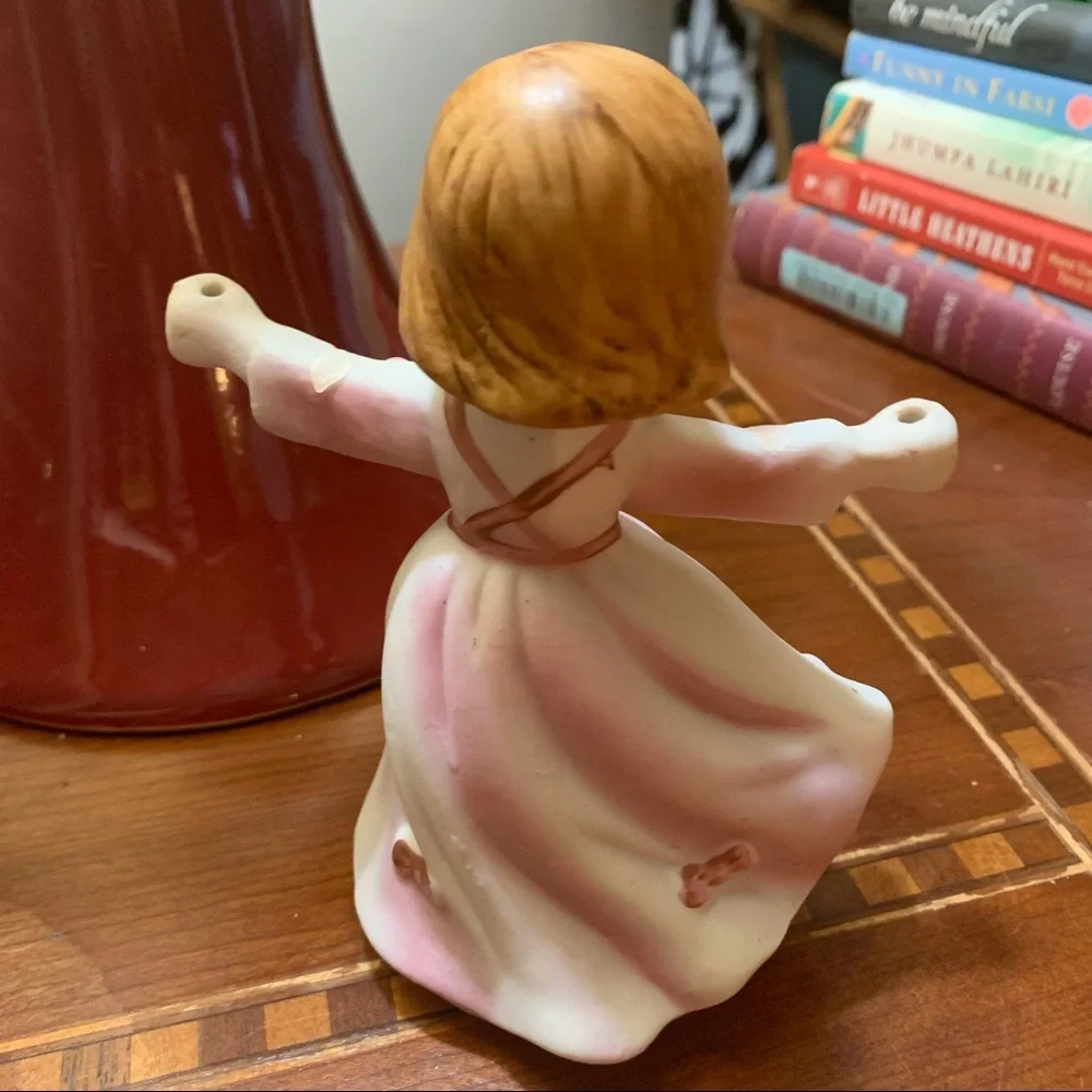 Vintage Pink Birthday Girl Candleholder Figurine